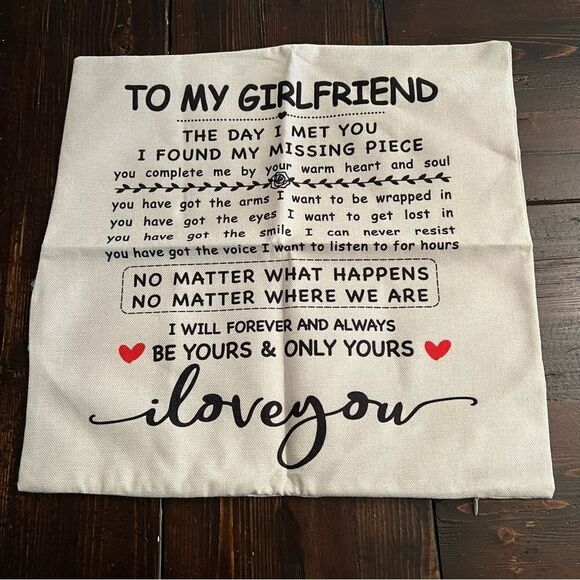 To My Girlfriend Decorative Pillowcase (New) - Picture 1 of 6